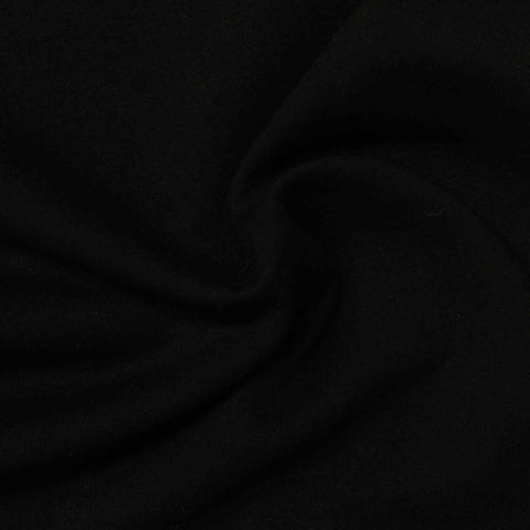 Brushed Polyester Modal Stretch French Terry Fabric, 245 gsm, 165 cm — Black