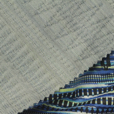 Blue Geometric Interlock Knit, Polyester