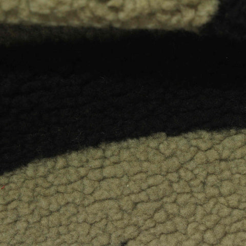 Black Animal Print Sherpa Fleece, Polyester, 365 gsm
