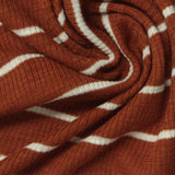 Brown Horizontal-Stripe Rib Knit, Poly-Viscose, 175 gsm — photo 1