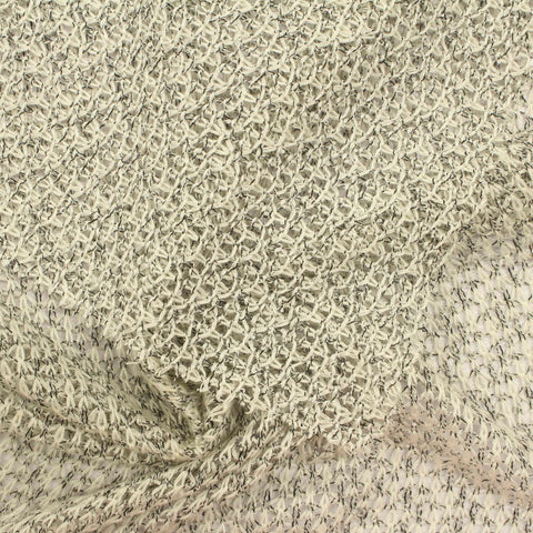 Cream Marl Chunky Knit, Viscose-Poly, 140 gsm