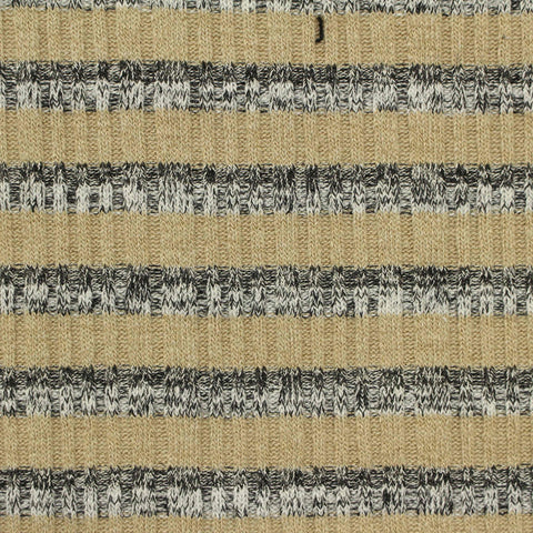 Beige Horizontal-Stripe Rib Knit, Poly-Viscose, 420 gsm