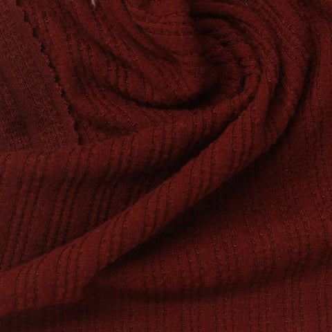 Polyester Viscose Stretch Rib Knit Fabric, 250 gsm, 152 cm — Red