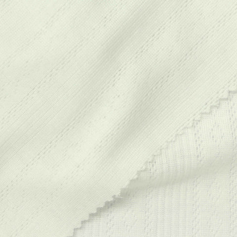 Off-White Vertical-Diamond Pointelle Knit, Poly-Viscose, 210 gsm