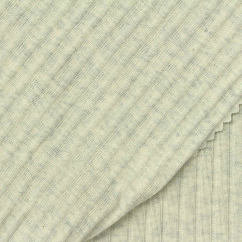 Light Grey Marl Rib Knit, Cotton, 280 gsm