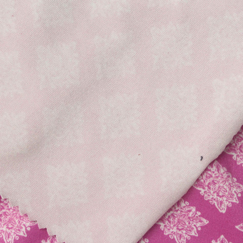 White Floral Milk Silk Knit, Polyester, 180 gsm