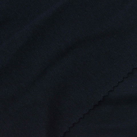 Cotton Polyester Stretch Piqué Knit Fabric, 210 gsm, 175 cm — Navy
