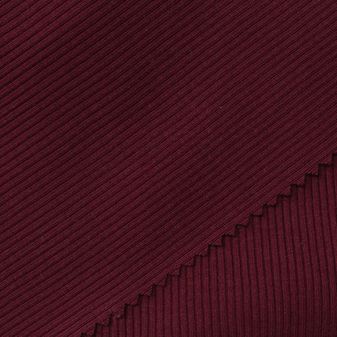 Cotton Polyester Stretch Rib Knit Fabric, 320 gsm, 145 cm — Red
