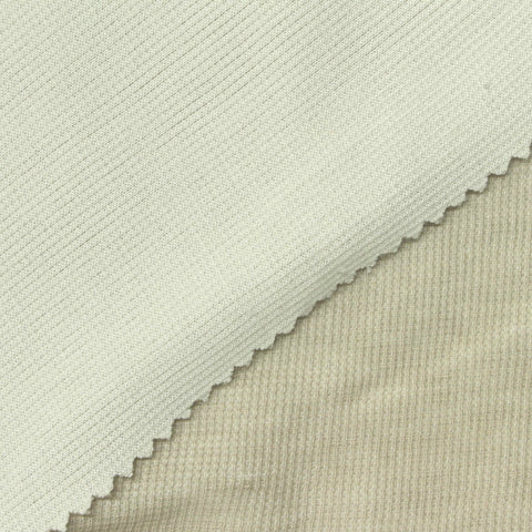 Polyester Linen Blend Waffle Knit Fabric, 203 gsm, 161 cm — Khaki