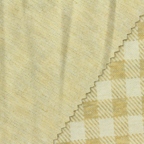 Plaid Polyester Viscose Stretch Interlock Knit Fabric, 270 gsm, 155 cm — Beige