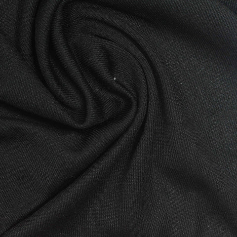 100% Polyester Rib Knit Fabric, 140 gsm, 175 cm — Black