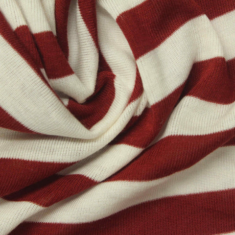 Red Horizontal-Stripe Rib Knit, Tencel Lyocell-Acrylic
