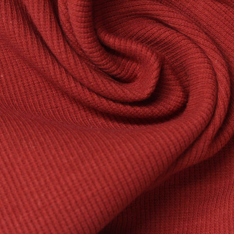 Cotton Stretch Rib Knit Fabric, 260 gsm, 115 cm — Red