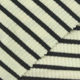 Cream Horizontal-Stripe Rib Knit, Viscose-Poly, 220 gsm — photo 1