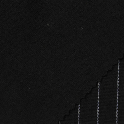 White Vertical-Pinstripe Ponte Knit, Polyester, 310 gsm