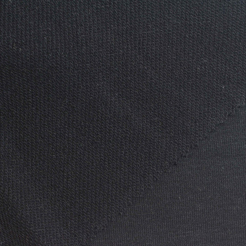 Cotton Polyester French Terry Fabric, 260 gsm, 182 cm — Black