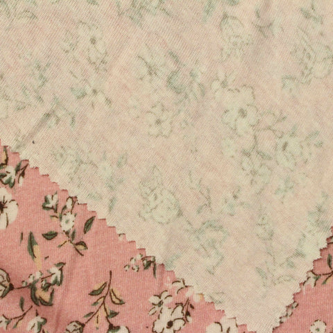 White Floral Rib Knit, Cotton, 190 gsm