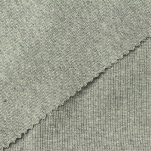 Grey Heather Rib Knit, Cotton