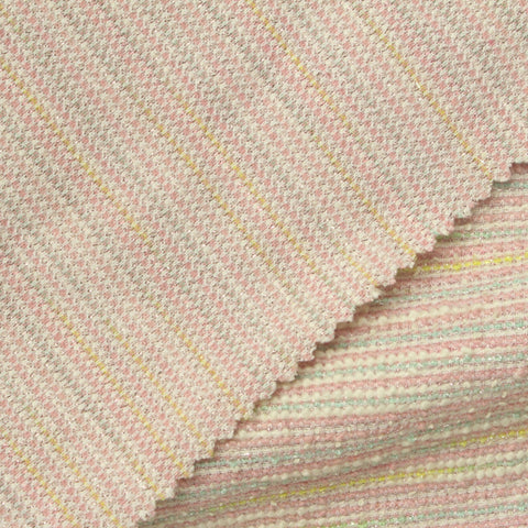 Pink Horizontal-Stripe Bouclé, Poly-Cotton, 281 gsm