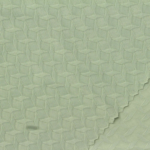 Light Green Geometric-Wave Warp Knit, Nylon-Spandex