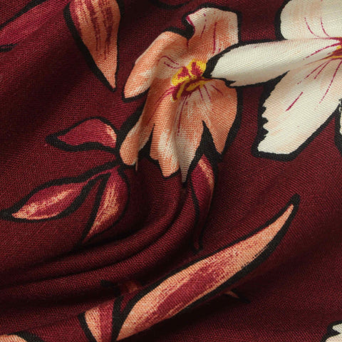 Cream Floral Woven, Linen-Viscose, 175 gsm