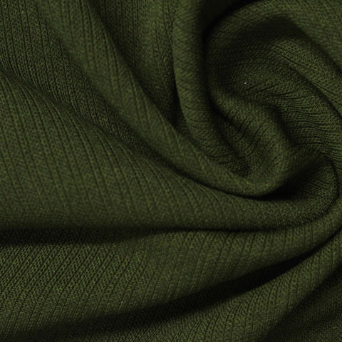 Dark Green Marl Rib Knit, Polyester, 247 gsm