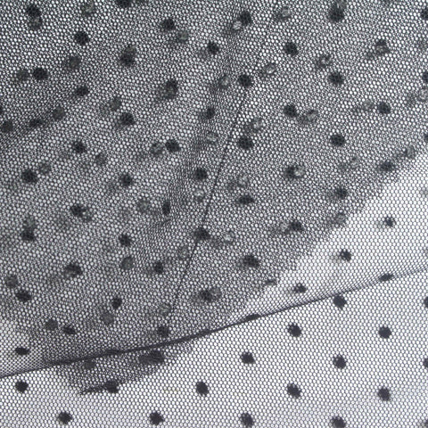 Black Polka-Dot Mesh, Polyester
