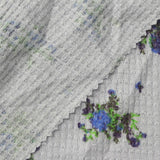 Blue Floral Waffle Knit, Viscose-Poly — photo 1