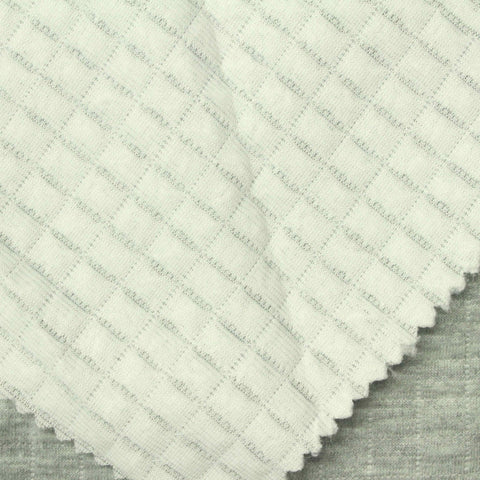 Light Grey Tone-on-Tone Grid Jacquard, Poly-Cotton