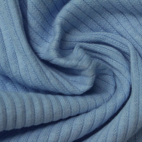 Cotton Stretch Rib Knit Fabric, 260 gsm, 110 cm — Blue