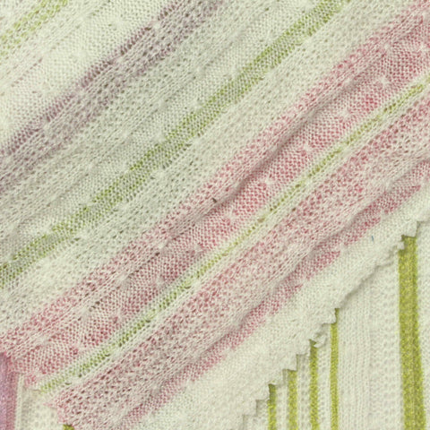 Green Vertical-Stripe Jersey Knit, Viscose-Poly
