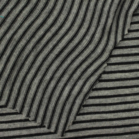 Black Horizontal-Stripe Jersey Knit, Viscose, 163 gsm