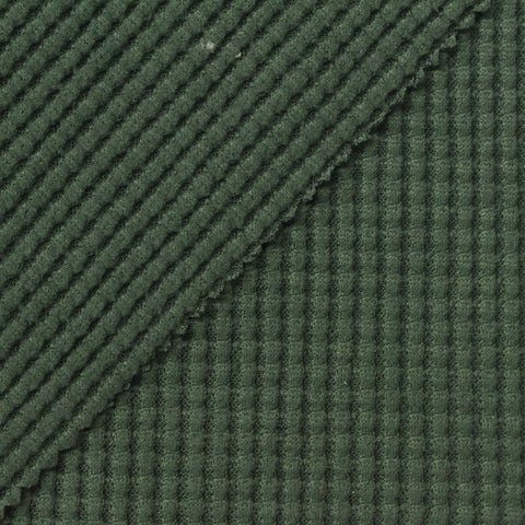 Polyester Stretch Waffle Knit Fabric, 220 gsm, 140 cm — Green