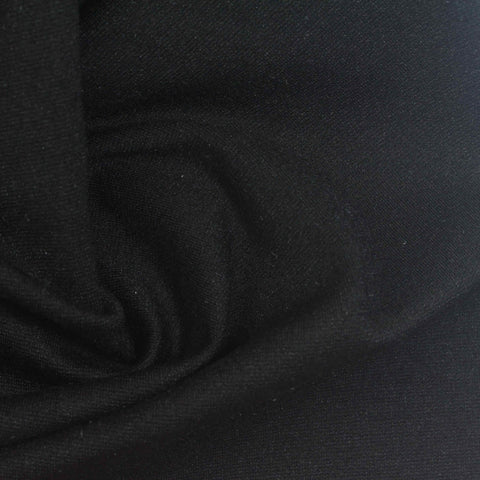 Viscose Nylon Stretch Ponte Knit Fabric, 345 gsm, 155 cm — Black, ref EF-272255