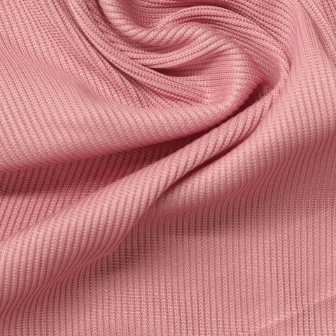 Polyester Stretch Rib Knit Fabric, 300 gsm, 130 cm — Pink