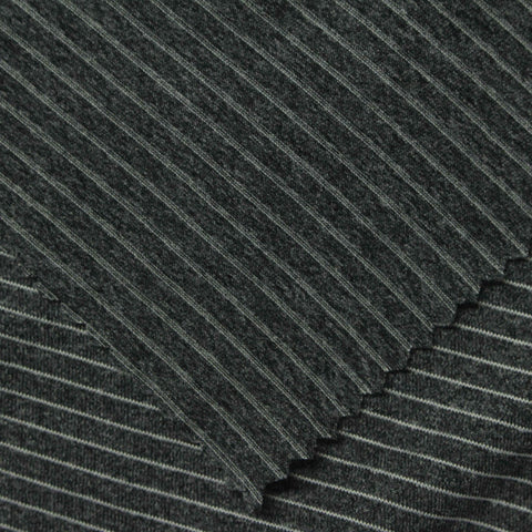 White Horizontal-Stripe Jersey Knit, Polyester, 130 gsm, 145 cm