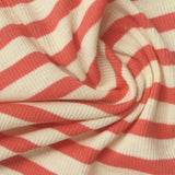 Striped Slub Cotton Polyester Stretch Rib Knit Fabric, 190 gsm, 124 cm — Red — photo 1