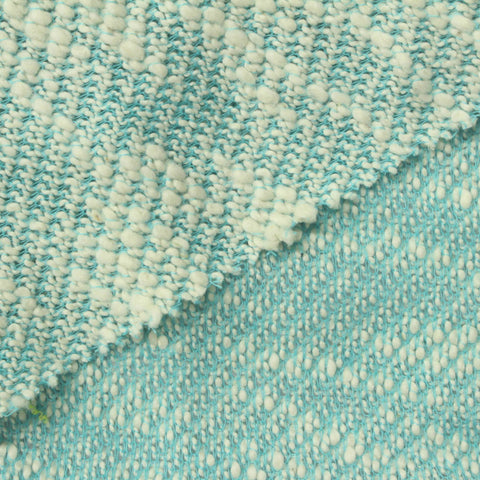 Slub Cotton Polyester Chunky Knit Fabric, 250 gsm, 160 cm — Blue