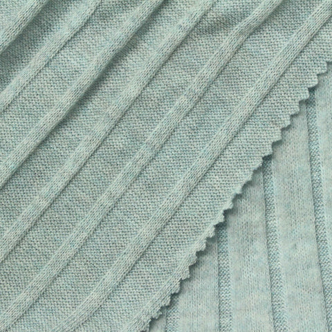 Yarn-Dyed Brushed Polyester Viscose Stretch Rib Knit Fabric, 240 gsm, 160 cm — Blue