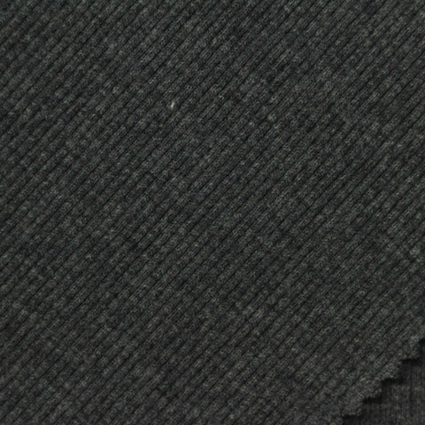 Dark Grey Marl Rib Knit, Cotton-Poly, 450 gsm