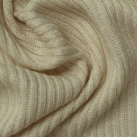 Light Beige Marl Rib Knit, Poly-Viscose, 255 gsm