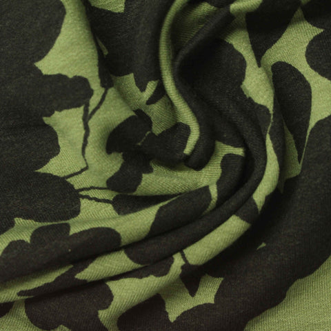 Dark Green Camo French Terry, Poly-Viscose