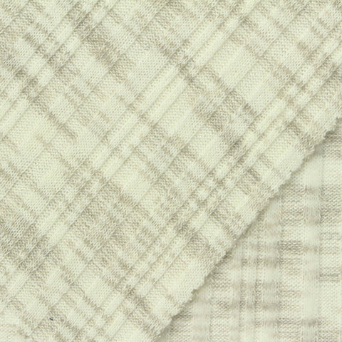 Jacquard Brushed Polyester Viscose Stretch Rib Knit Fabric, 260 gsm, 155 cm — Beige