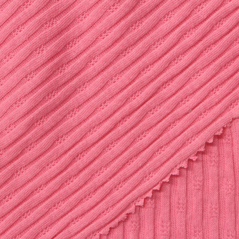 Jacquard Cotton Polyester Rib Knit Fabric, 160 gsm, 156 cm — Pink