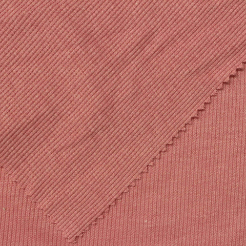 Pink Marl Rib Knit, Poly-Viscose, 210 gsm