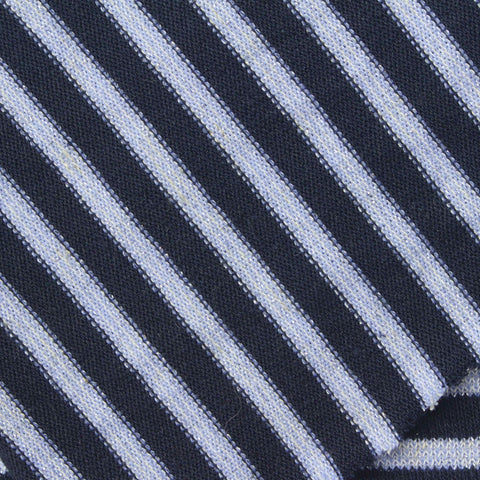 Navy Horizontal-Stripe Knit, Poly-Viscose, 157 gsm