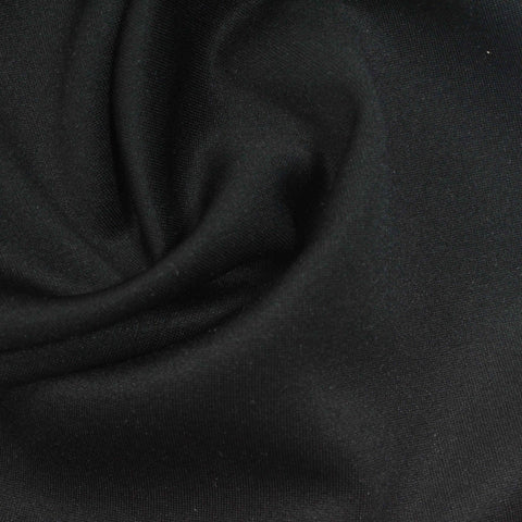 Polyester Viscose Stretch Scuba Knit Fabric, 250 gsm, 156 cm — Black