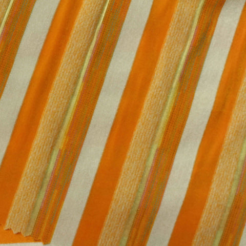 Orange Horizontal-Stripe Rib Knit, Polyester, 185 gsm
