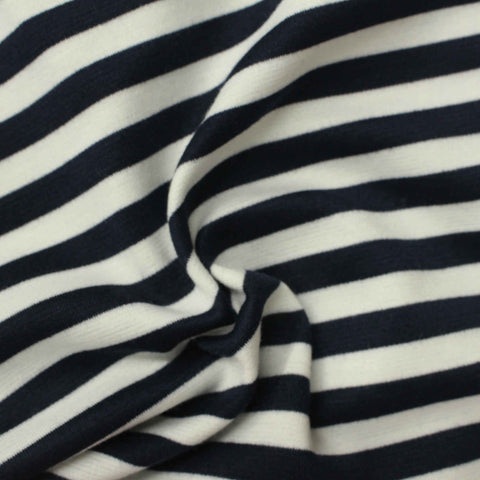 Navy Stripes Ponte Knit, Poly-Viscose
