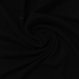 Polyester Viscose Stretch Rib Knit Fabric, 235 gsm, 147 cm — Black — photo 1
